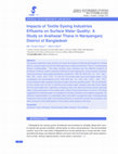 Research paper thumbnail of Impacts of Textile Dyeing Industries Effluents on Surface Water Quality: A Study on Araihazar Thana in Narayanganj District of Bangladesh