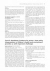 Research paper thumbnail of Track 9 : Workshop: Evidence for action - how policy interpretation in children's health and environment provides us with important challenges