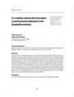 Research paper thumbnail of Co-Creation and Service Innovation As Performance Indicators In The Hospitality Industry