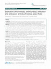 Research paper thumbnail of Estimation of flavoniods, antimicrobial, antitumor and anticancer activity of Carissa opaca fruits