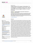 Research paper thumbnail of Health effects of European colonization: An investigation of skeletal remains from 19th to early 20th century migrant settlers in South Australia