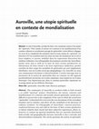 Research paper thumbnail of Auroville, une utopie spirituelle en contexte de mondialisation