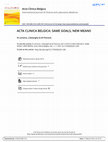 Research paper thumbnail of Acta Clinica Belgica: Same Goals, New Means