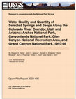 Research paper thumbnail of Water quality and quantity of selected springs and seeps along the Colorado River corridor, Utah and Arizona: Arches National Park, Canyonlands National Park, Glen Canyon National Recreation Area, and Grand Canyon National Park, 1997-98