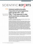 Research paper thumbnail of Cytotoxic polyfunctionality maturation of cytomegalovirus-pp65-specific CD4 + and CD8 + T-cell responses in older adults positively correlates with response size