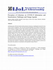 Research paper thumbnail of Perception of Librarians on COVID-19 Information and Sensitization