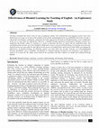 Research paper thumbnail of Effectiveness of Blended Learning for Teaching of English: An Exploratory Study