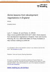 Research paper thumbnail of Some lessons from development negotiations in England