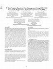 Research paper thumbnail of IT Risk Analysis Based on Risk Management Using ISO 31000: Case study Registration Application at University XYZ