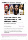 Research paper thumbnail of Deputadas federais LBTs apresentaram 21 PLs pró-LGBTQIA+, em 2023 (Comentários para a Agência Diadorim - 2023)