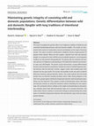 Research paper thumbnail of Maintaining genetic integrity of coexisting wild and domestic populations: Genetic differentiation between wild and domesticRangiferwith long traditions of intentional interbreeding