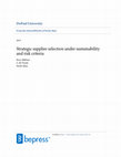 Research paper thumbnail of Strategic supplier selection under sustainability and risk criteria