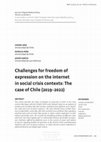 Research paper thumbnail of Sáez, Ch.; Peña, P.; García, J. (2023). Challenges for freedom of expression on the internet in social crisis contexts: The case of Chile (2019-2022). Journal of Digital Media and Policy (Draft version)