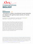 Research paper thumbnail of Activations of deep convolutional neural networks are aligned with gamma band activity of human visual cortex