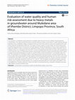 Research paper thumbnail of Evaluation of water quality and human risk assessment due to heavy metals in groundwater around Muledane area of Vhembe District, Limpopo Province, South Africa