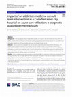 Research paper thumbnail of Impact of an addiction medicine consult team intervention in a Canadian inner city hospital on acute care utilization: a pragmatic quasi-experimental study