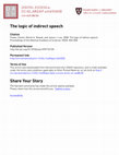 Research paper thumbnail of The logic of indirect speech