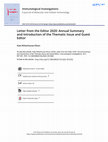 Research paper thumbnail of Letter from the Editor 2020: Annual Summary and Introduction of the Thematic Issue and Guest Editor