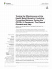 Research paper thumbnail of Testing the Effectiveness of the Health Belief Model in Predicting Preventive Behavior During the COVID-19 Pandemic: The Case of Romania and Italy