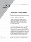 Research paper thumbnail of Measurement of temporal-order judgment in children