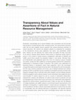 Research paper thumbnail of Transparency About Values and Assertions of Fact in Natural Resource Management