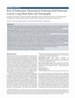 Research paper thumbnail of Role of Endoscopic Ultrasound in Predicting Solid Pancreatic Lesions Using Strain Ratio and Elastography