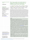 Research paper thumbnail of Role of age, gender and marital status in prognosis for adults with depression: An individual patient data meta-analysis