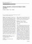 Research paper thumbnail of Nitrogen, phosphorus, and potassium budgets in Indian agriculture