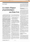 Research paper thumbnail of Les études d'impact programmatiques aux Etats-Unis