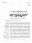 Research paper thumbnail of A Functional High-Load Exercise Intervention for the Patellar Tendon Reduces Tendon Pain Prevalence During a Competitive Season in Adolescent Handball Players