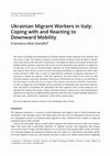 Research paper thumbnail of Ukrainian migrant workers in Italy: coping with and reacting to downward mobility