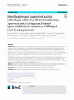 Research paper thumbnail of Identification and support of autistic individuals within the UK Criminal Justice System: A practical approach based upon professional consensus with input from lived experience