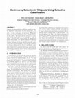 Research paper thumbnail of Controversy Detection in Wikipedia Using Collective Classification