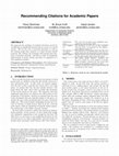 Research paper thumbnail of Recommending citations for academic papers