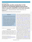 Research paper thumbnail of Smallholder poultry production in the context of increasing global food prices: roles in poverty reduction and food security