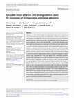 Research paper thumbnail of Sprayable tissue adhesive with biodegradation tuned for prevention of postoperative abdominal adhesions