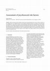 Research paper thumbnail of Assessment of psychosocial risk factors