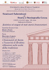 Research paper thumbnail of Ciclo di Seminari Salernitani di Storia e Storiografia greca: "I frammenti di Xanto e l’autorità di Erodoto: riflessioni sulle scelte della tradizione"