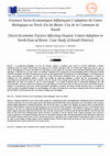 Research paper thumbnail of Facteurs Socio-Economiques Influençant L’adoption de Coton Biologique au Nord- Est du Bénin: Cas de la Commune de Kandi