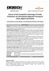 Research paper thumbnail of Sources of the Competitive Advantage of Family Enterprises: An International Approach Focusing on China, Nigeria and Poland