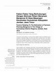 Research paper thumbnail of Faktor-Faktor Yang Berhubungan dengan Motivasi Petani Menanam Mangrove Di Desa Mayangan Kecamatan Gumukmas Kabupaten Jember, Jawa Timur