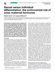 Research paper thumbnail of Sexual versus individual differentiation: the controversial role of avian maternal hormones