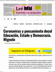 Research paper thumbnail of Coronavirus y pensamiento decolon Educación, Estado y Democracia. Po Mignolo NOTA