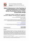 Research paper thumbnail of Effect of Mnemonics in the Teaching of Araling Panlipunan 9 on Students' Written Assessment Scores: A One-Group Study Design