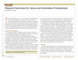 Research paper thumbnail of Research interviews for library and information professionals