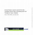 Research paper thumbnail of Concise Review: Lessons Learned from Islet Transplant Clinical Trials in Developing Stem Cell Therapies for Type 1 Diabetes