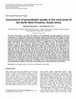 Research paper thumbnail of Assessment of groundwater quality in the rural areas of the North West Province, South Africa