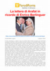 Research paper thumbnail of B. Ligorio, La lettera di Arafat in ricordo di Enrico Berlinguer, «Faro di Roma» , 2 giugno 2024.