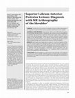 Research paper thumbnail of Superior Labrum Anterior- Posterior Lesions: Diagnosis with MR Arthrography of the Shoulder