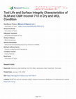 Research paper thumbnail of Tool Life and Surface Integrity Characteristics of SLM and C&W Inconel 718 in Dry and MQL Condition